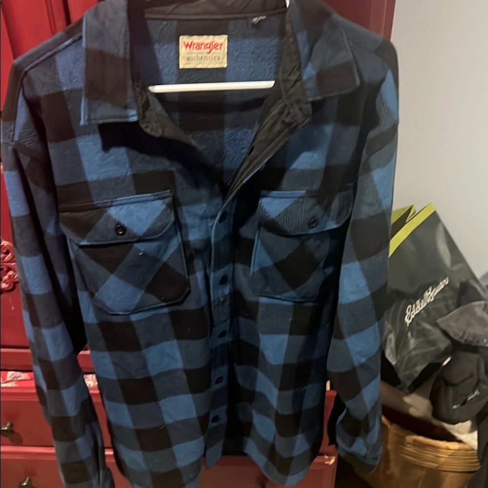 Wrangler Blue and Black Plaid Shirt